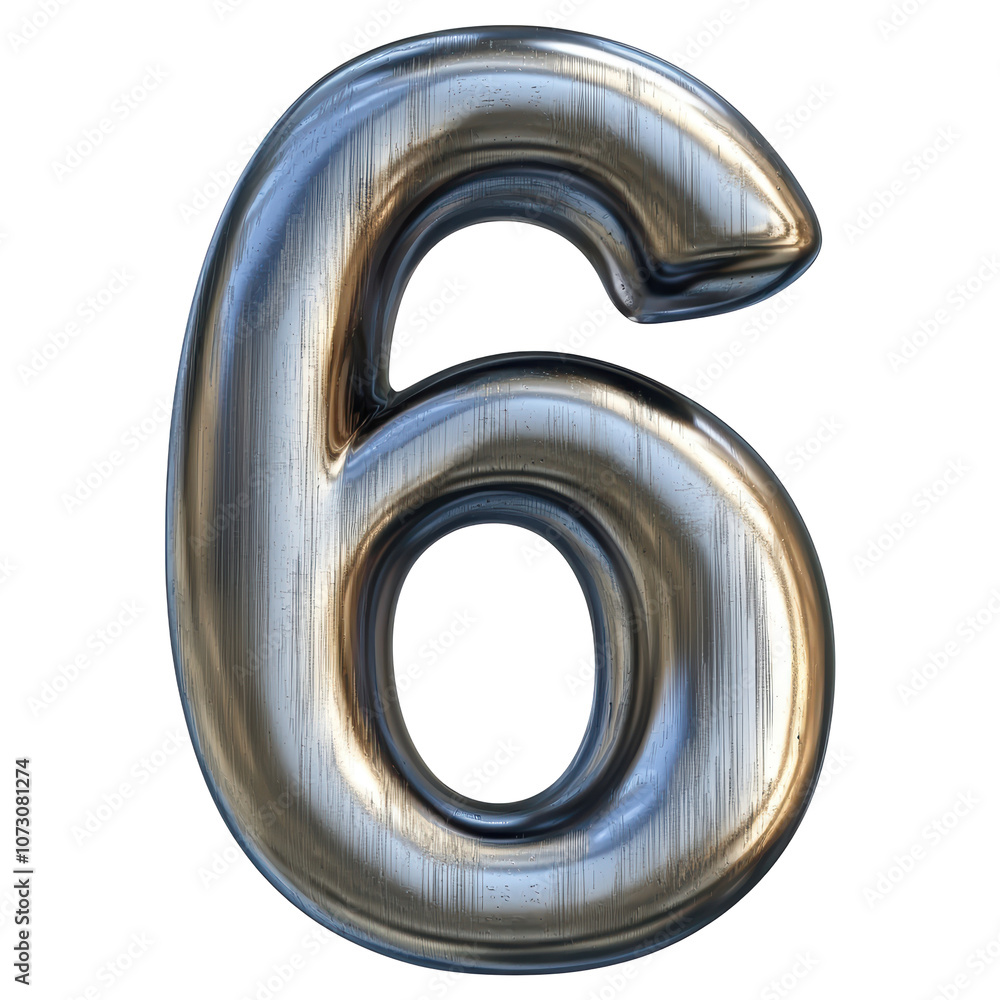 The number 6 is made of metal and has a rough texture isolated on transparent or white background, png The number 6 is made of metal and has a rough texture isolated on transparent or white background, png