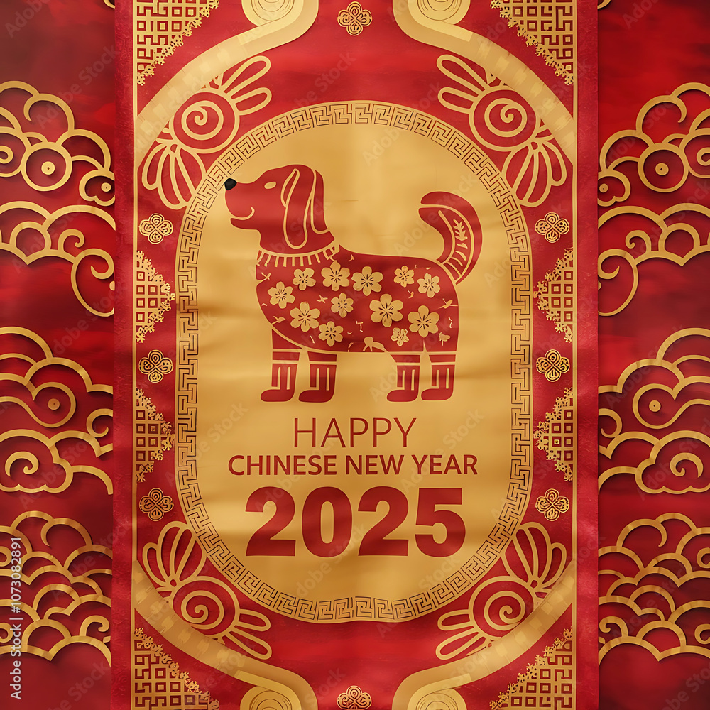 Fototapeta premium Modern elegant luxury minimalist illustration of Chinese New Year Background