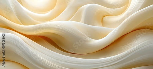 Abstract image of silky, flowing curves in soft cream tones, creating a sense of calm and elegance. The smooth lines evoke a serene and gentle atmosphere.