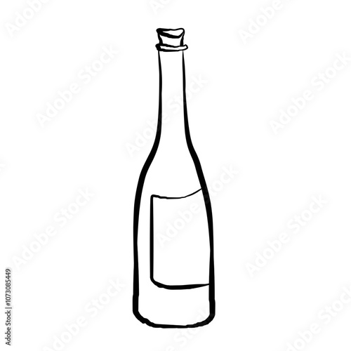 bottle of wine outline illustration minimal wine bottle isolated monotone line art