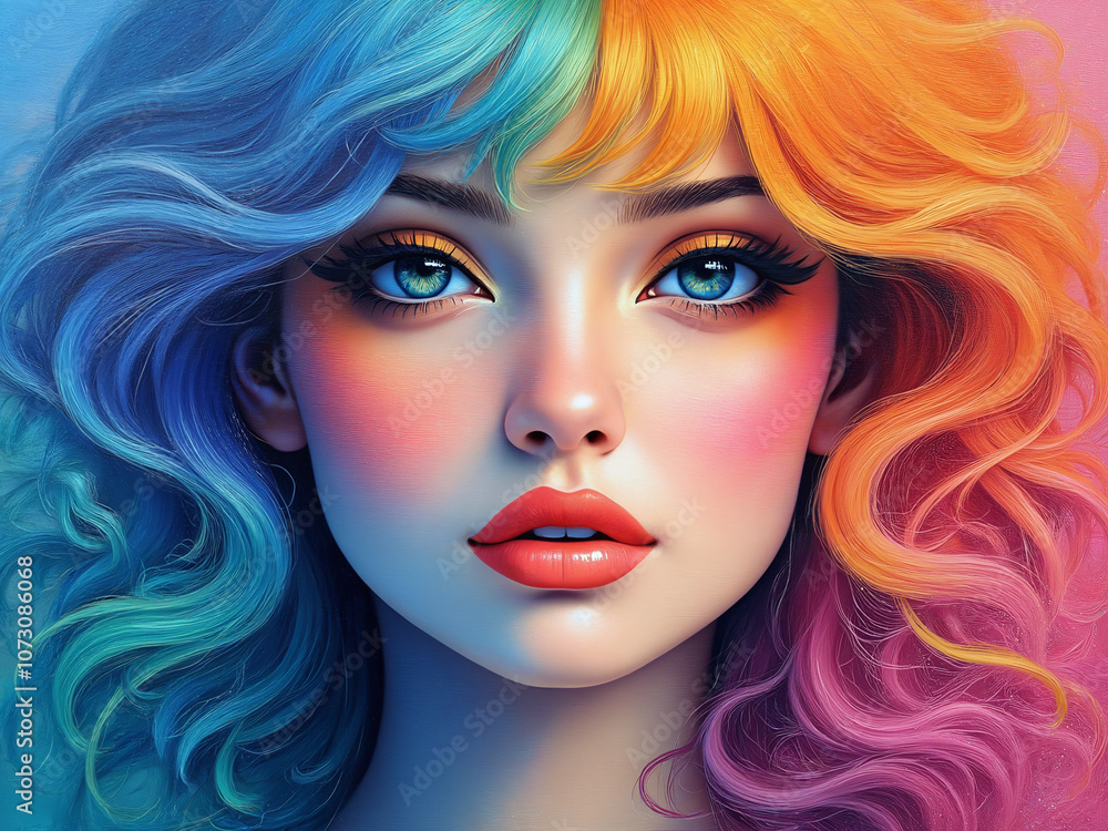 Obraz premium Generated portrait illustration of a beautiful woman.