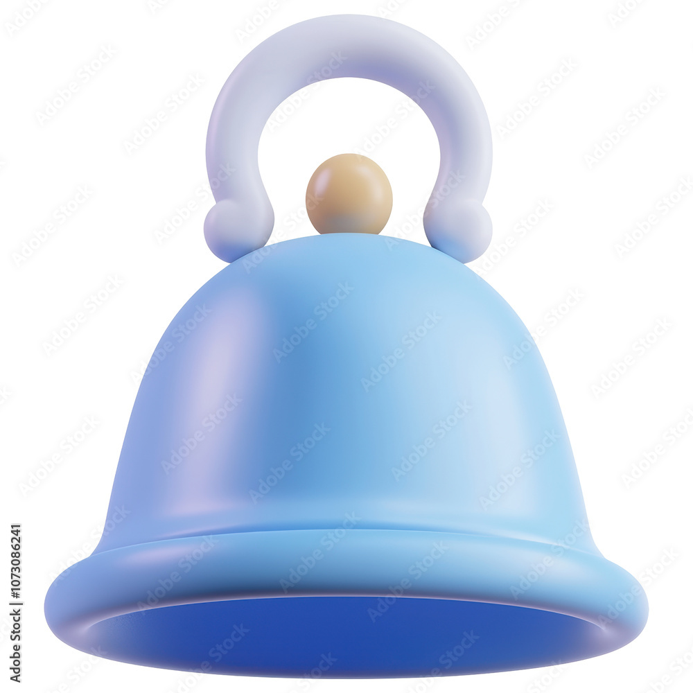 A blue bell with a white handle and a yellow ball on top isolated on transparent or white background, png A blue bell with a white handle and a yellow ball on top isolated on transparent or white background, png