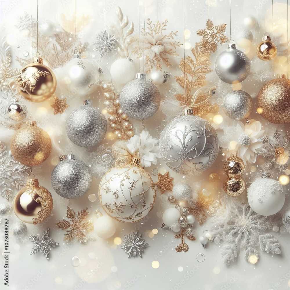 Light Festive Background of Christmas Decor