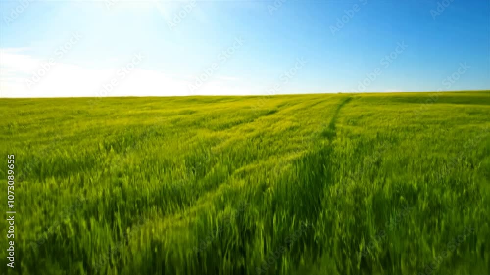 Lush green field under clear blue sky, showcasing vibrant nature and tranquility in expansive landscape that evokes sense of peace and freedom outdoors. Lush green field under clear blue sky, showcasing vibrant nature and tranquility in expansive landscape that evokes sense of peace and freedom outdoors.