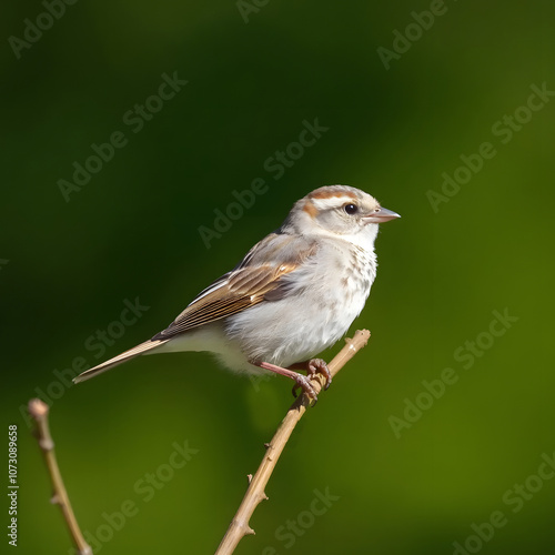 Sparrow. Beautiful brown sparrow taking a bath. Close up of Common house sparrow perched on a branch. House Sparrow on a twig.