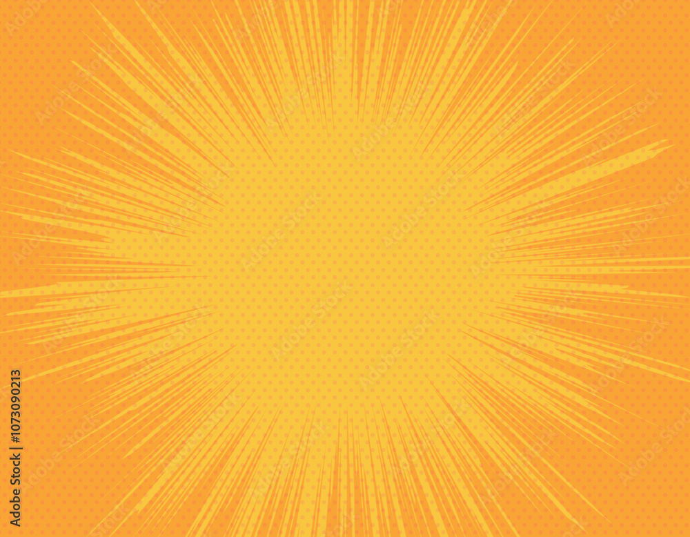 Obraz premium 広告やチラシに使える目立つ黄色の集中線の背景素材