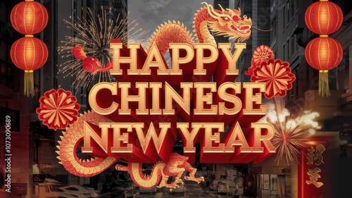 Red Theme Traditional Chinese New Year Background with Festive Elements Celebration 