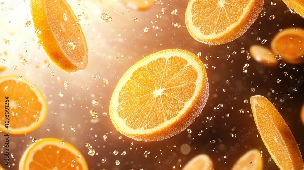 Vibrant Orange Slices in Refreshing Splash Vibrant Orange Slices in Refreshing Splash
