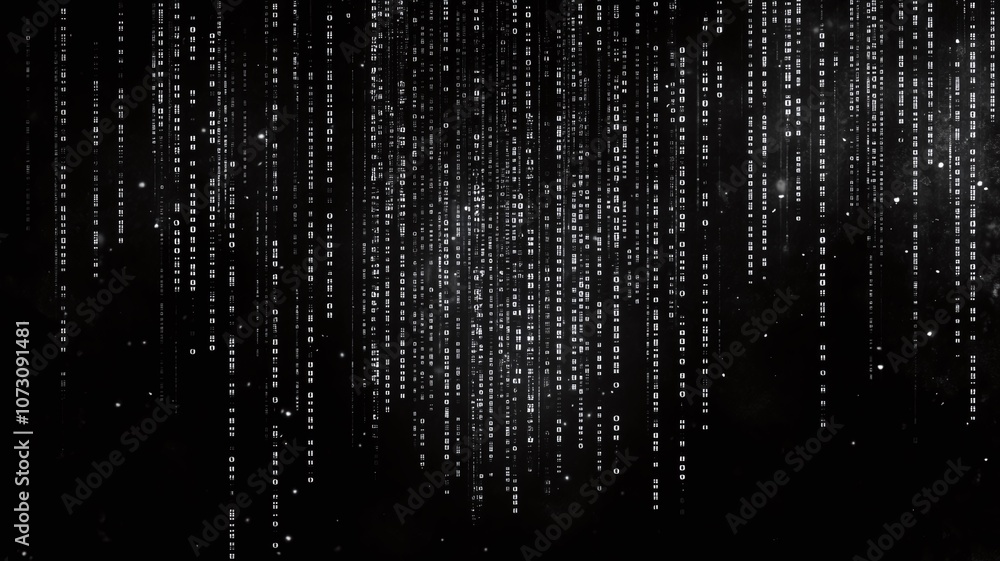 abstract background with the monochrome black and white color of binary code lines for technology and digital concept abstract background with the monochrome black and white color of binary code lines for technology and digital concept