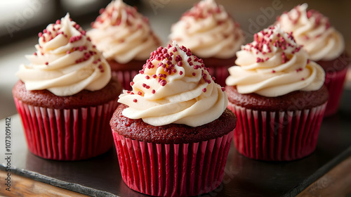 Red Velvet Cupcakes with Cream Cheese Frosting - Food Photography