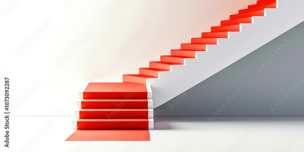 Obraz premium A red carpet leading up to a white staircase