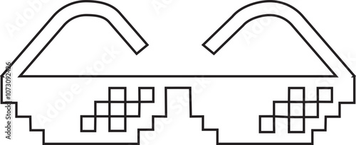 Pixel glasses icon. Black line vector isolated on transparent background element of pixel art. Ghetto lifestyle culture design. Mock up template. Abstract concept graphic sign.