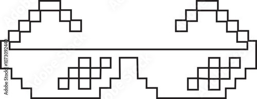 Pixel glasses icon. Black line vector isolated on transparent background element of pixel art. Ghetto lifestyle culture design. Mock up template. Abstract concept graphic sign.