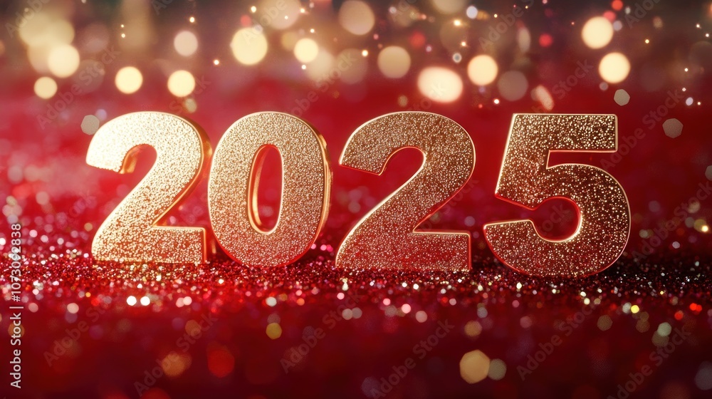 Golden 2025 Numbers with Shimmering Background Golden 2025 Numbers with Shimmering Background