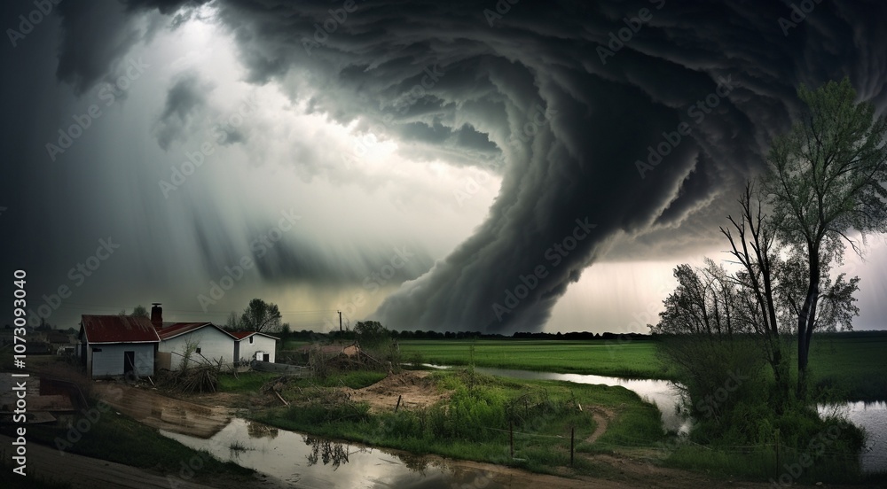 Obraz premium tornado on the ocean, power waves on the ocean