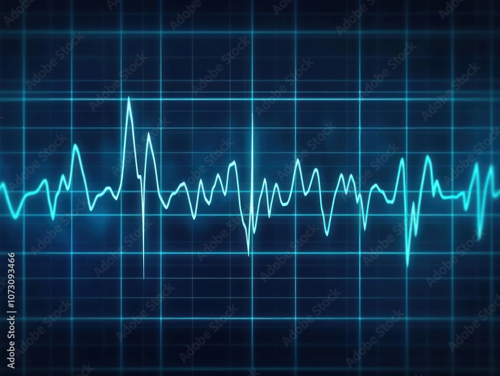 Digital Heartbeat Monitor with Blue Grid Background Digital Heartbeat Monitor with Blue Grid Background