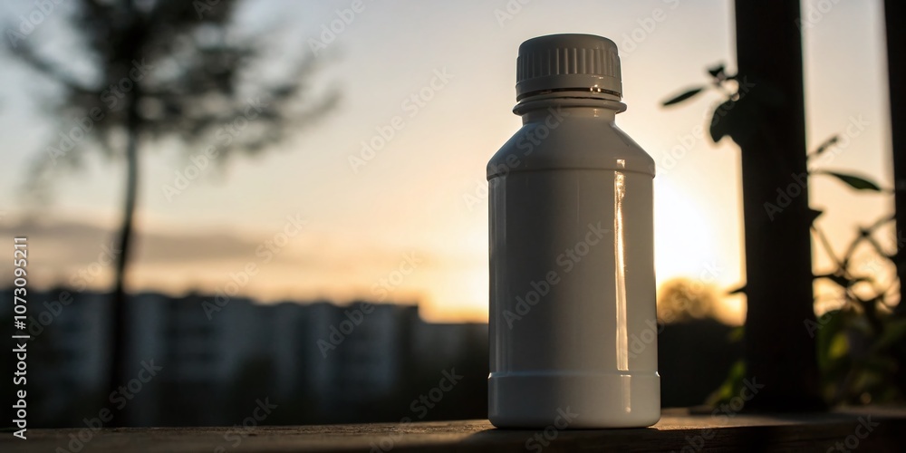 Mock Up of a Sleek White Glossy Plastic Bottle with a Cap Against a Soft Focus Background, Perfect for Product Promotion and Branding in the Cosmetic or Beverage Industry Mock Up of a Sleek White Glossy Plastic Bottle with a Cap Against a Soft Focus Background, Perfect for Product Promotion and Branding in the Cosmetic or Beverage Industry