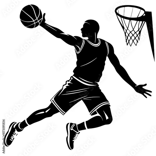 Basketball Silhouette:  The silhouette of a basketball player mid-air, poised to dunk, encapsulates the raw energy and athleticism of the sport.  A timeless image of dedication, skill.