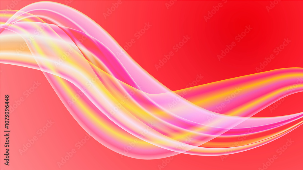 Fototapeta premium Pastel Pink Blue Green Wave Delicate Silk Background. Bright shiny wavy abstract background. Summer motives.