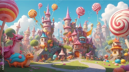 Dreamy Fantasy Village: Candy and Mushroom Houses photo