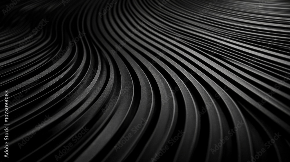 Obraz premium Abstract wavy pattern in black with smooth lines creating a modern, artistic feel.