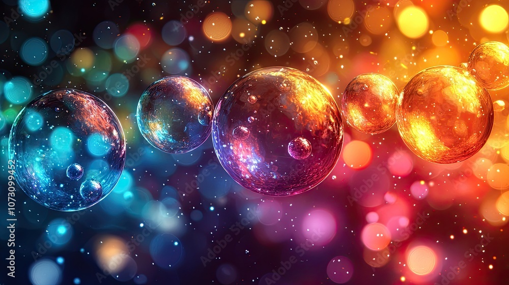Ethereal bubbles float in a vibrant, colorful dreamscape. Generative AI Ethereal bubbles float in a vibrant, colorful dreamscape. Generative AI