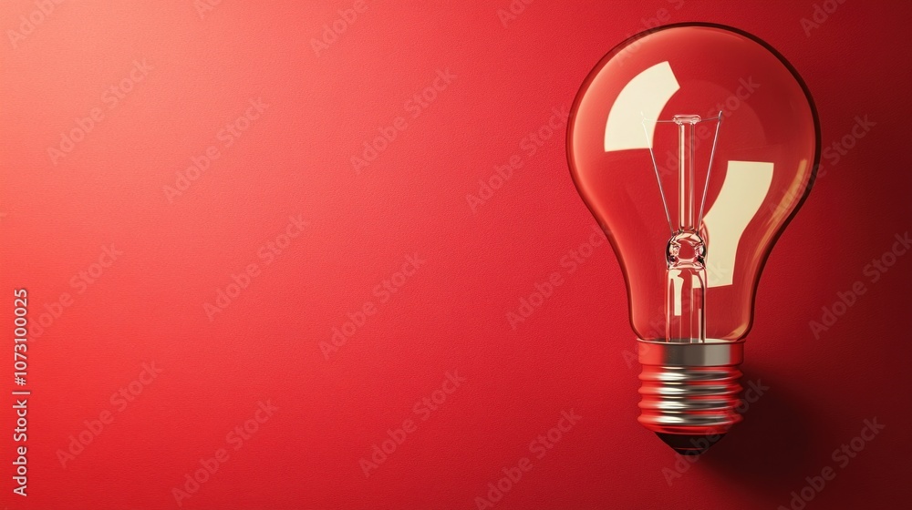 Classic Filament Light Bulb on Red Background Classic Filament Light Bulb on Red Background