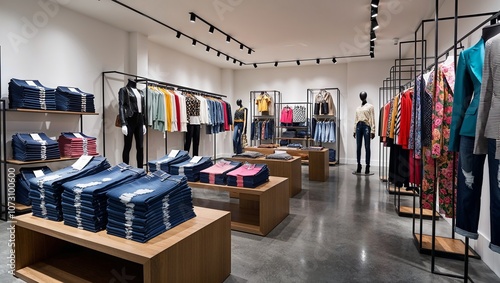 Stylish and Contemporary Clothing Store Interior Featuring Minimalist Design and Innovative Displays