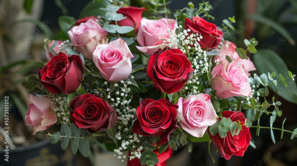 Elegant Rose Bouquet in Red and Pink Hues Elegant Rose Bouquet in Red and Pink Hues