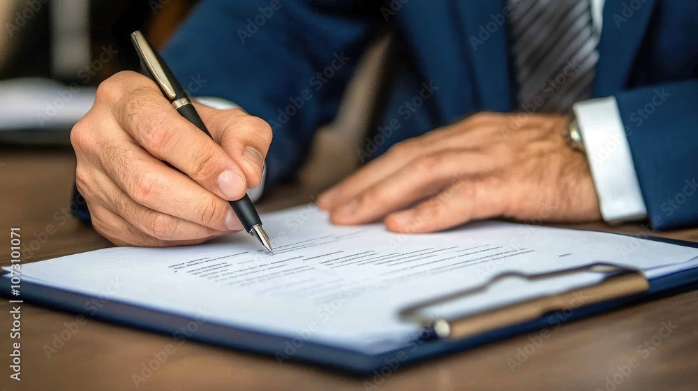 Document Signing with Pen in Professional Setting Document Signing with Pen in Professional Setting