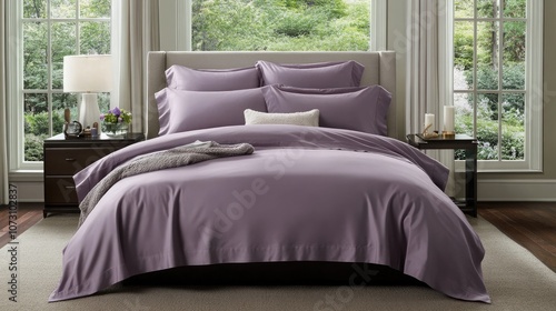 Serene Lavender Bedding in Bright Bedroom Setting