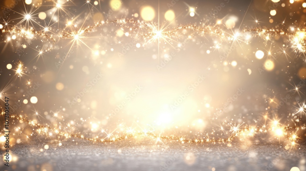 Naklejka premium A festive background filled with golden sparkles and glitter, perfect for holiday celebrations, New Year, or glamorous designs.