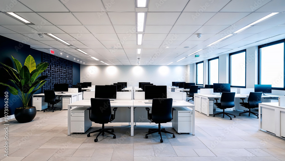Minimalist workspace design for a professional office setting. Minimalist workspace design for a professional office setting.