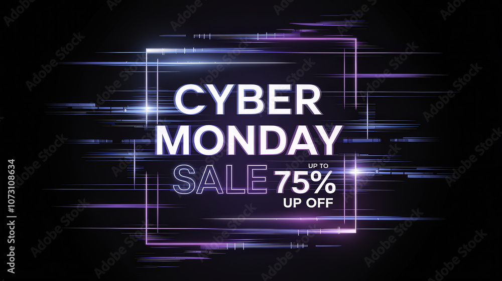 Cyber Monday: Cyber Monday sale with neon design and vibrant colors, up to 75% off! Cyber Monday: Cyber Monday sale with neon design and vibrant colors, up to 75% off!