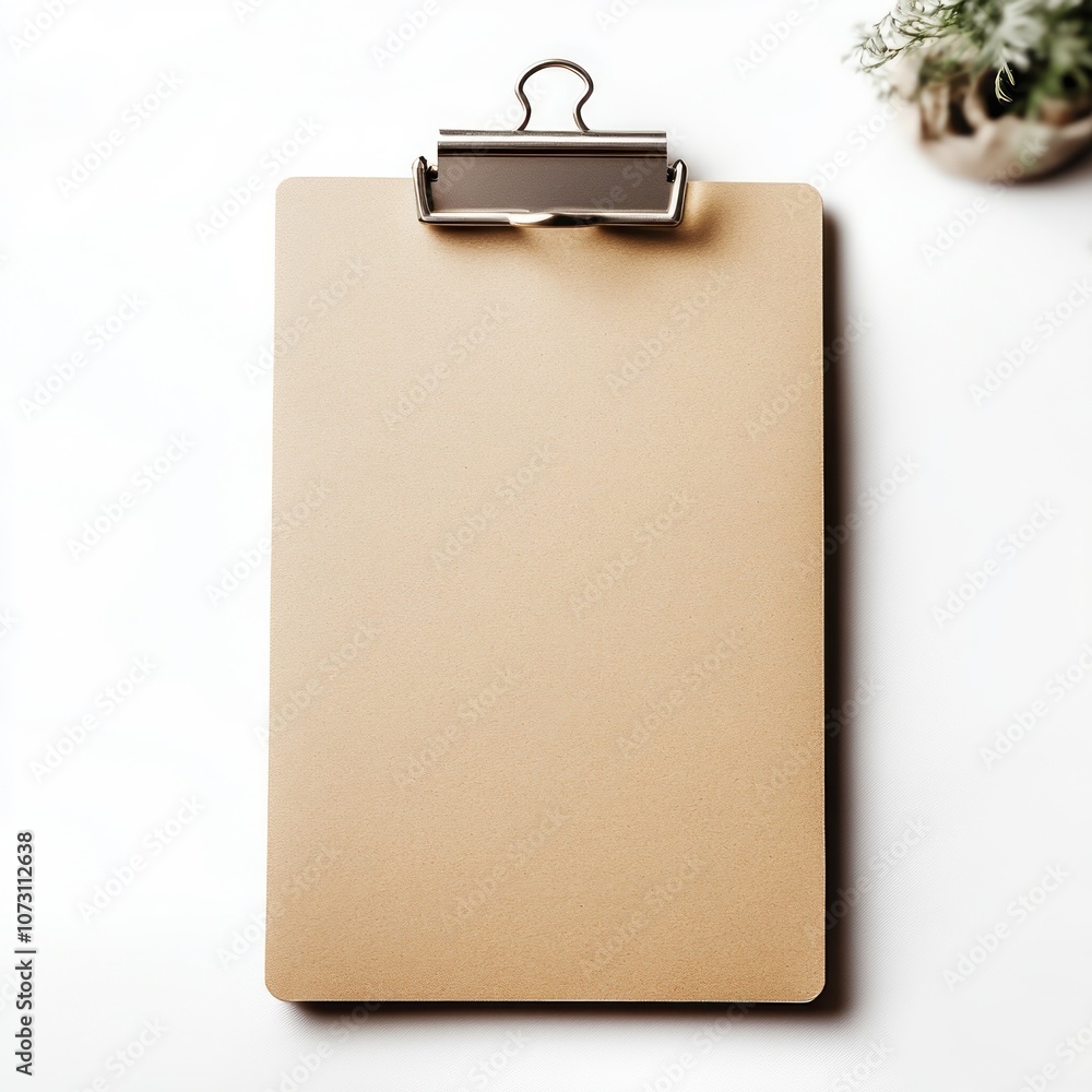 Blank Clipboard on White Surface for Creative Use Blank Clipboard on White Surface for Creative Use