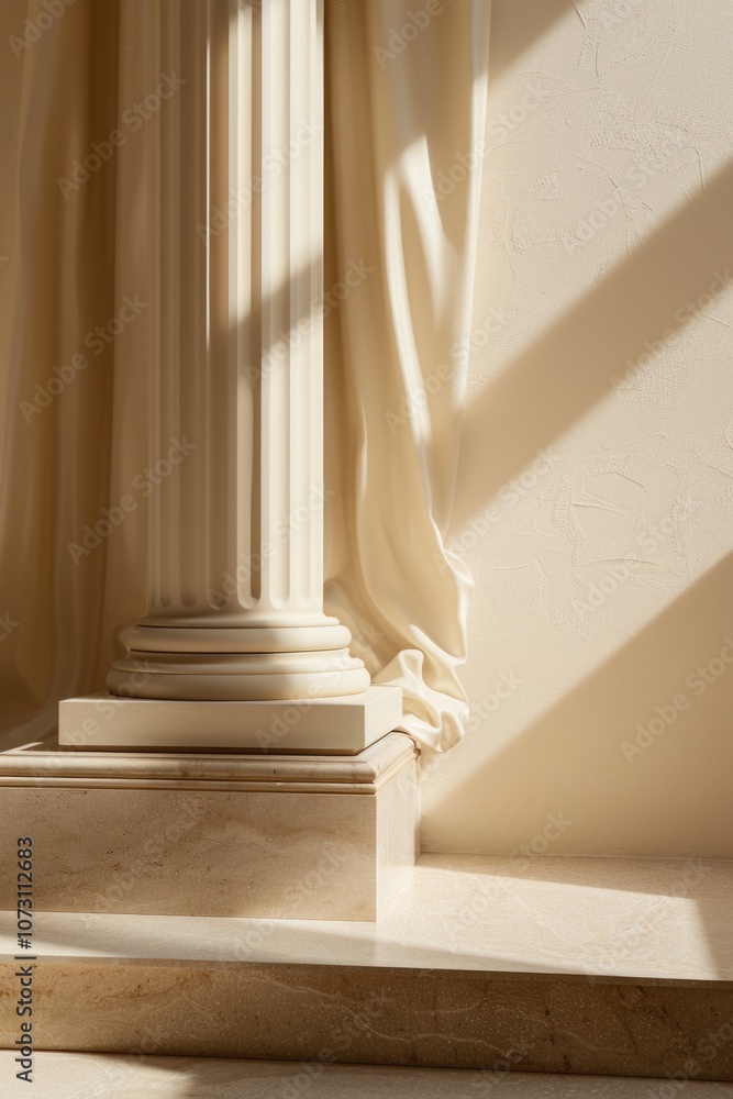 Interior of a grand room with tall columns and sunlight streaming in through windows. Interior of a grand room with tall columns and sunlight streaming in through windows.