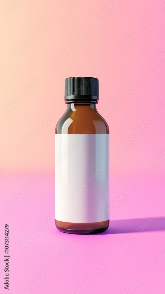 Glossy Bottle on Pink Background Glossy Bottle on Pink Background