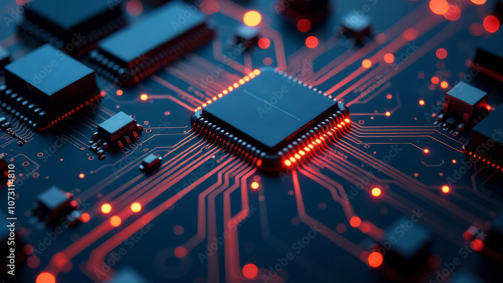 Close-up view of computer microchip. Close-up view of computer microchip.