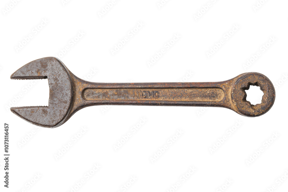 Rusty old metal wrench on isolated white background. PNG Transparent Rusty old metal wrench on isolated white background. PNG Transparent