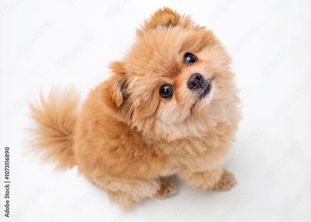 Studio Portrait of an Adorable Furry Little Dog on a White Background – Capturing the Charm and Playfulness of Pets with a Panoramic Touch for Pet Lovers and Animal Enthusiasts Studio Portrait of an Adorable Furry Little Dog on a White Background – Capturing the Charm and Playfulness of Pets with a Panoramic Touch for Pet Lovers and Animal Enthusiasts