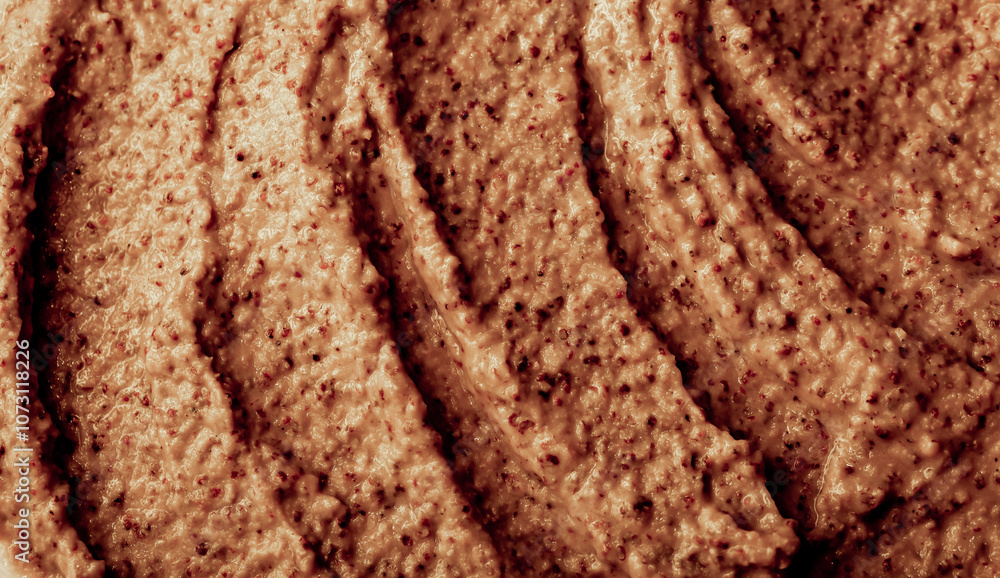 Chocolate ice cream with nuts and banana, texture. Chocolate smoothie cocktail close-up. Nut paste as a background. Chocolate ice cream with nuts and banana, texture. Chocolate smoothie cocktail close-up. Nut paste as a background.