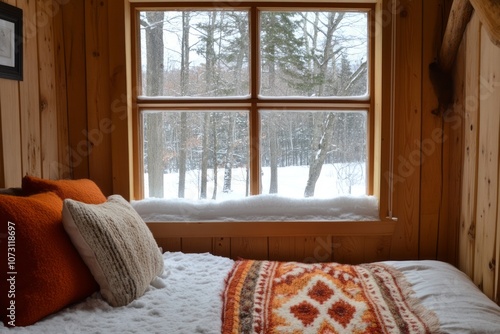 A Cozy Bed With Snow-Covere...