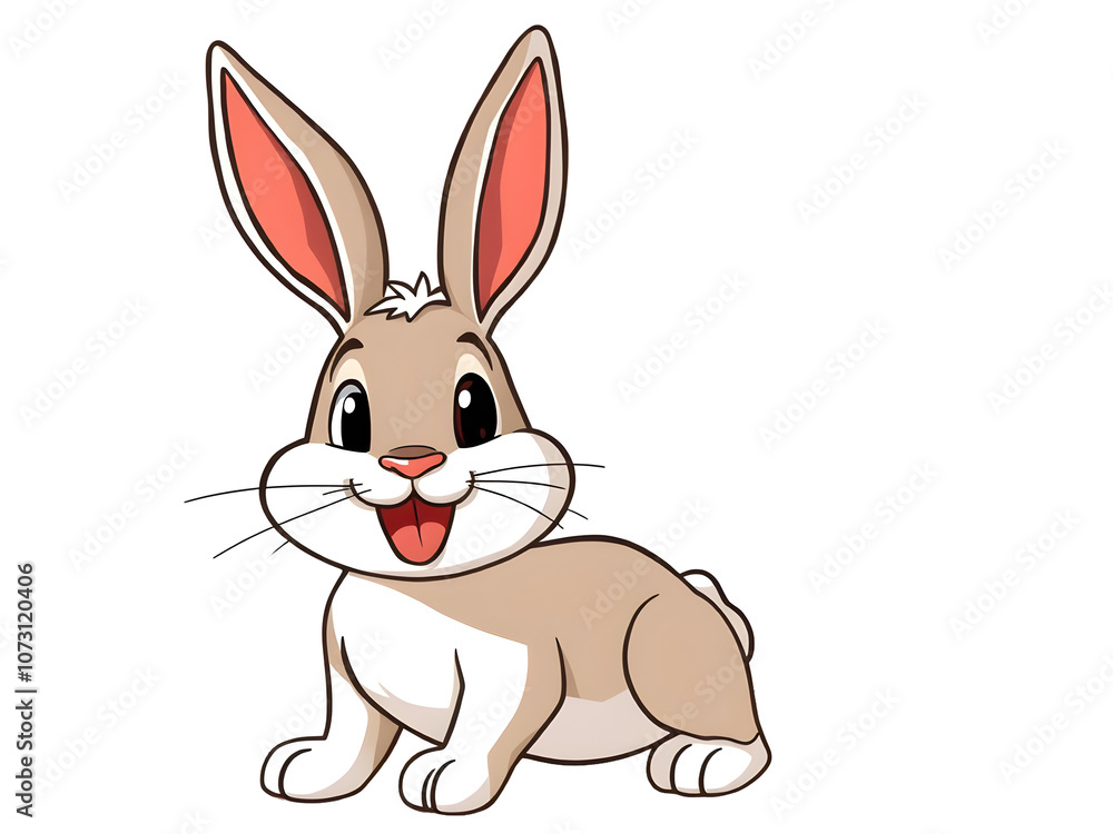 A cute cartoon bunny rabbit with big ears and a friendly smile A cute cartoon bunny rabbit with big ears and a friendly smile