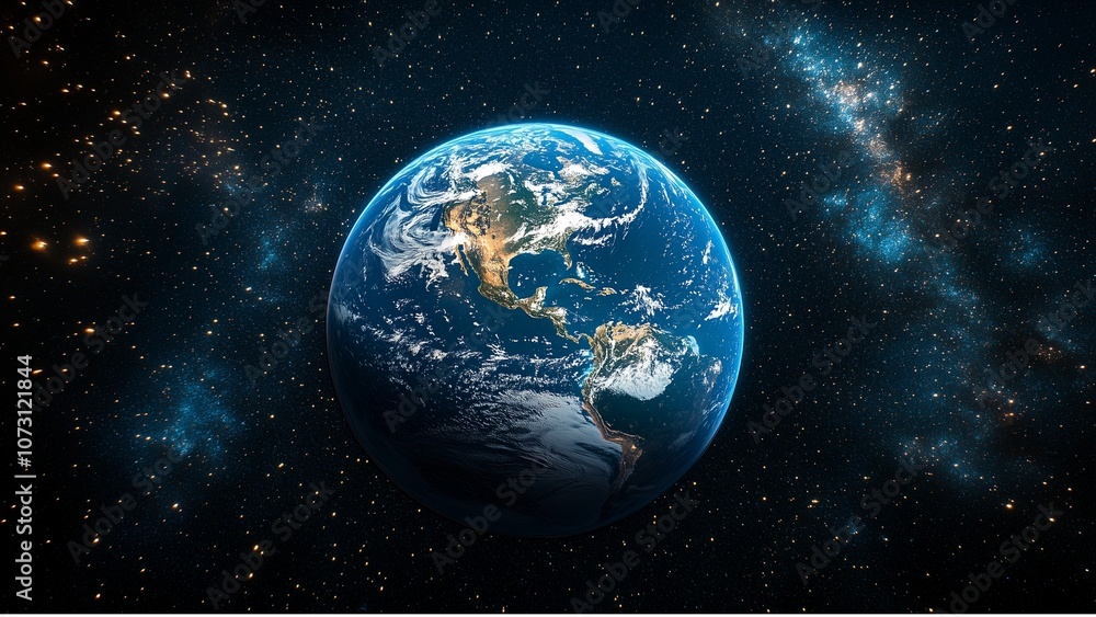 Obraz premium Planet Earth in the Dark Galaxy with Star Constellations