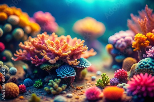 Stunning Tilt-Shift Photography of Coral Watercolor Painting with Vibrant Hues and Textures, Capturing the Beauty of Nature and Art in a Unique Perspective