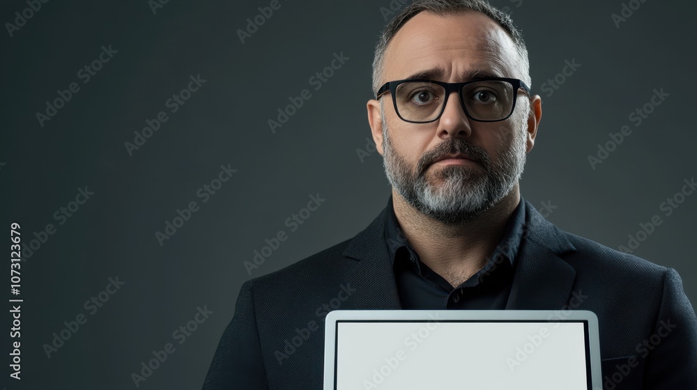 The Man with Tablet Display The Man with Tablet Display