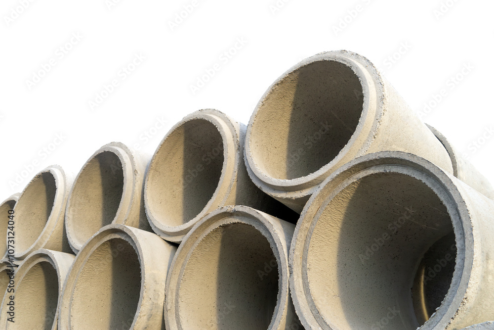 A cement drainage pipe on a construction site A cement drainage pipe on a construction site