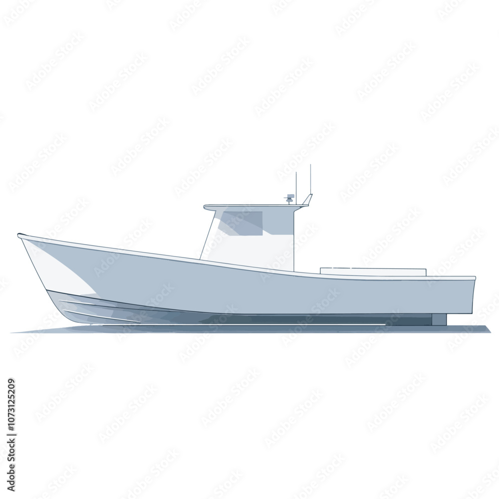 Naklejka premium White Fishing Boat Illustration