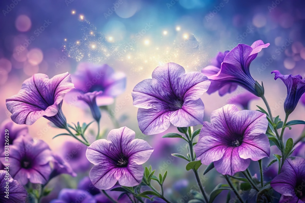 Surreal Patterns of Purple Petunias Creating a Flowing Rhythm Against a Dreamlike Backdrop Surreal Patterns of Purple Petunias Creating a Flowing Rhythm Against a Dreamlike Backdrop