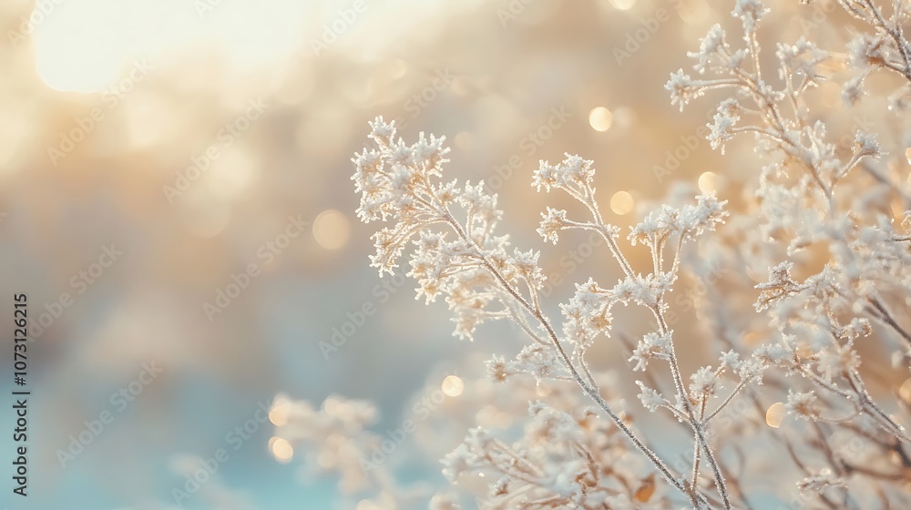 Frost-Covered Branches with a Soft, Golden Glow Frost-Covered Branches with a Soft, Golden Glow